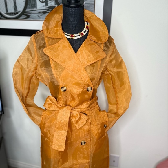 7 For All Mankind Orange Trench Coat - Picture 8 of 8